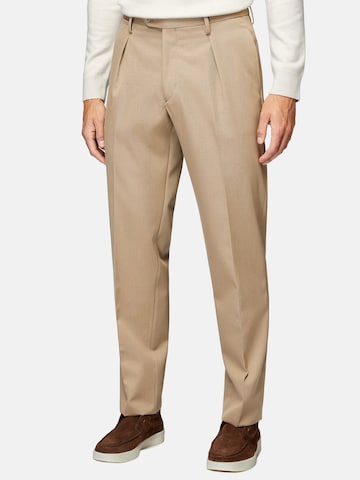 Coupe slim Pantalon à plis 'Gabardine' Boggi Milano en beige : devant