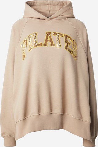 miss goodlife Collegepaita 'Wide Pilates Peace' värissä beige: etupuoli