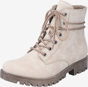 Rieker Lace-Up Ankle Boots in Beige: front