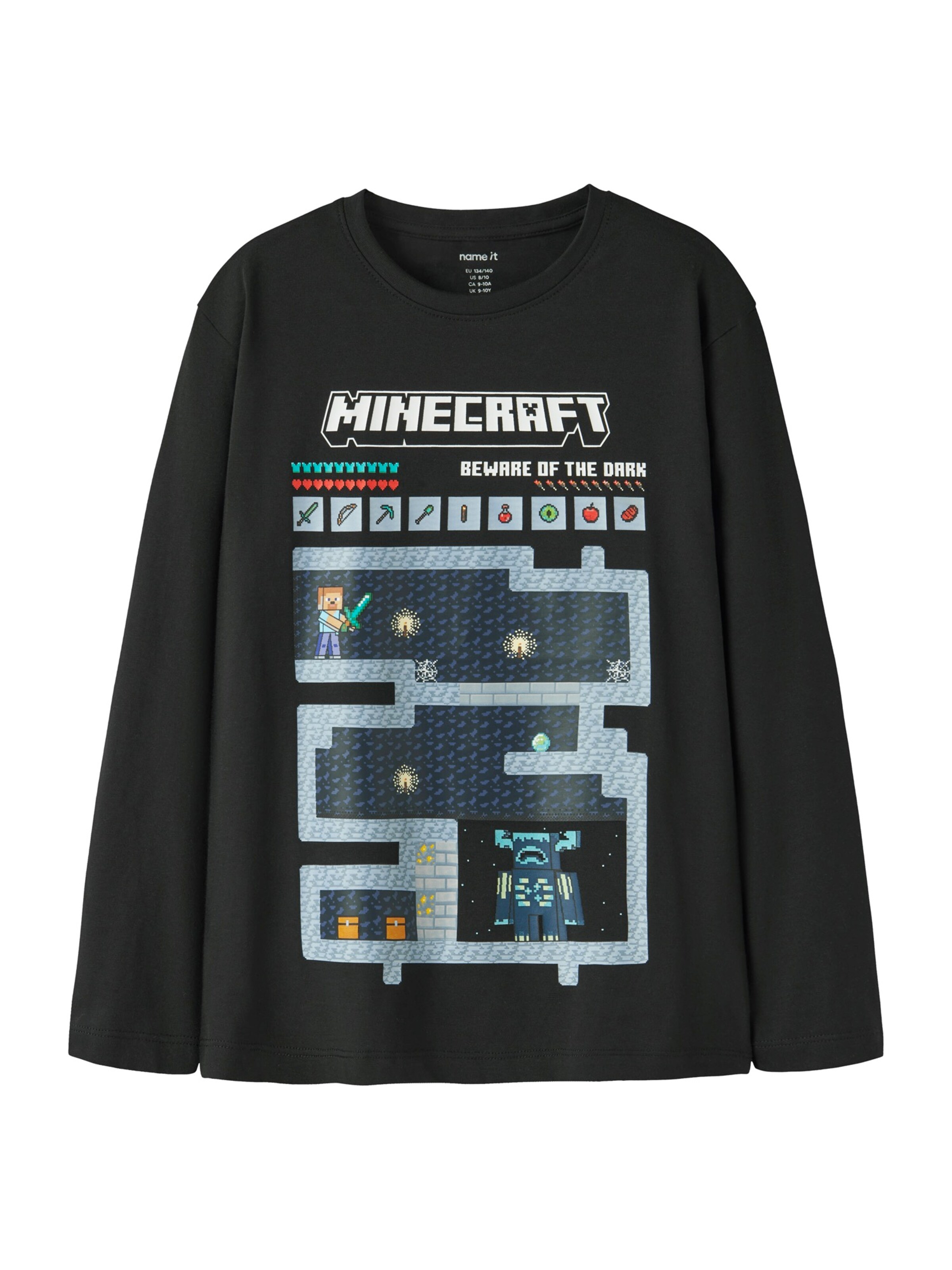 NAME IT Футболка 'NKMAR MINECRAFT' в Черный: спереди