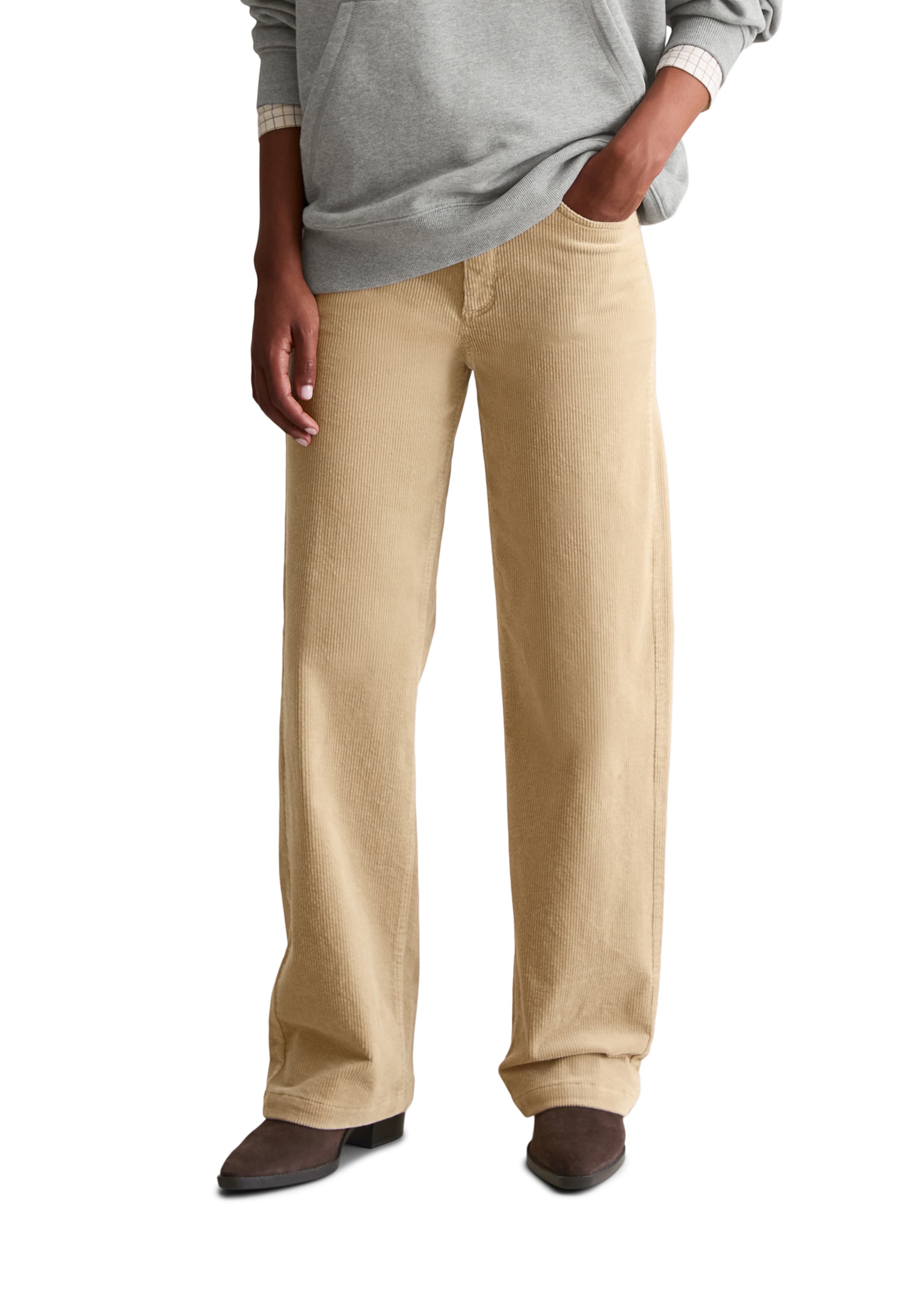 Marc O'Polo DENIM Široký strih Nohavice 'Tomma' - Béžová: predná strana