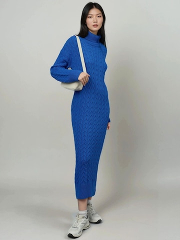 My fashion Knitted dress in Blue: front