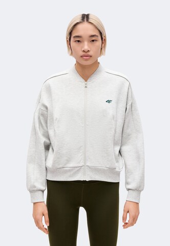 4F - Sudadera con cremallera deportiva en gris: frente