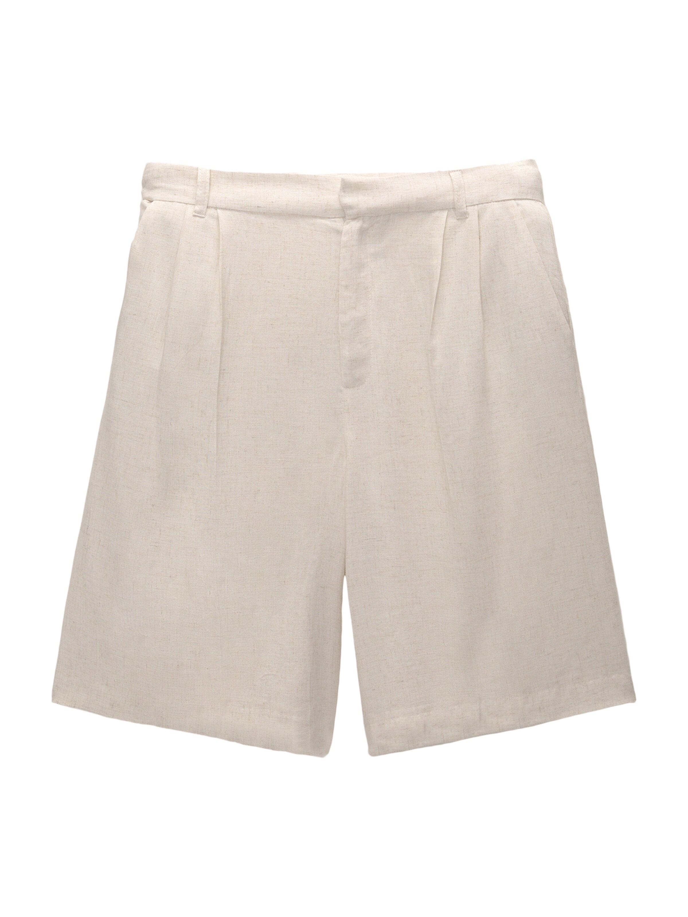 Pull&Bear regular Bukser med lægfolder i beige: forside