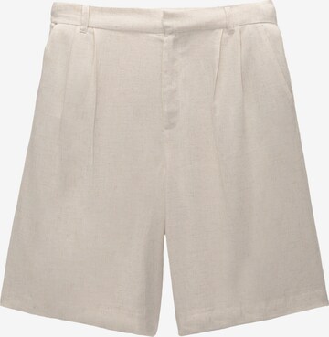 Pull&Bear Štandardný strih Plisované nohavice - Béžová: predná strana