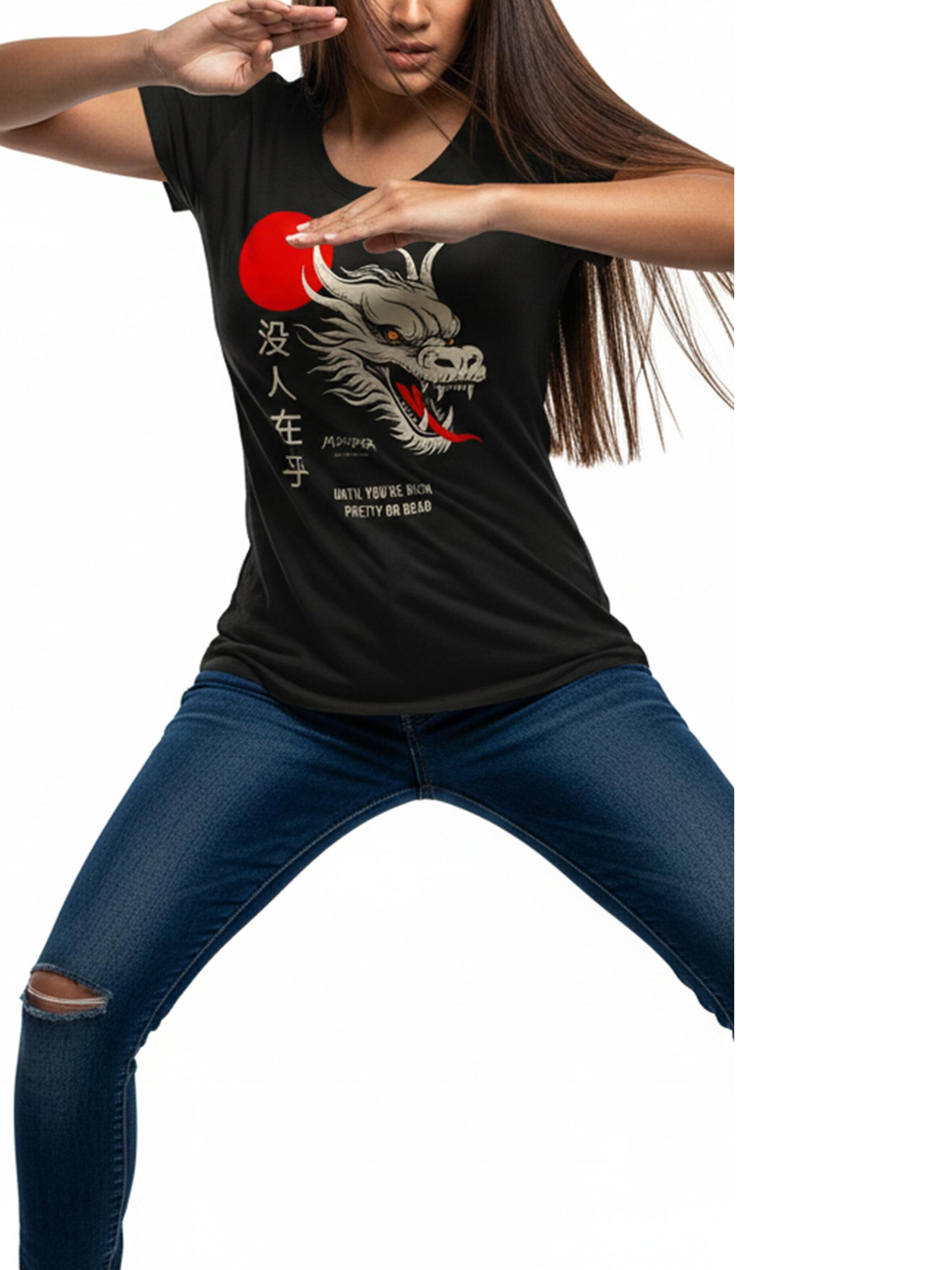 MAKAYA Shirt 'Nobody Cares Drache' in Black