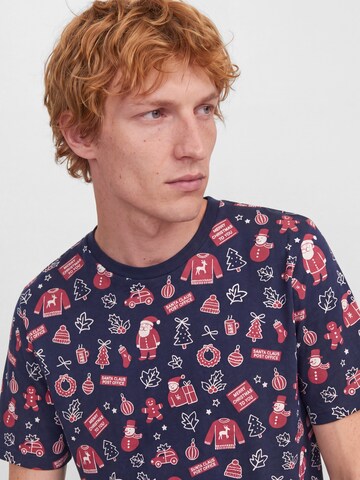 JACK & JONES Tričko 'JJBELL XMAS' – modrá