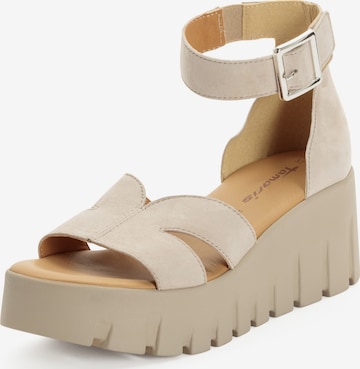 Tamaris Сандали с каишка в сиво: отпред