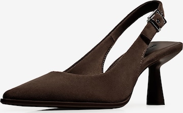 BershkaCipele s potpeticom i otvorenom petom - smeđa boja: prednji dio