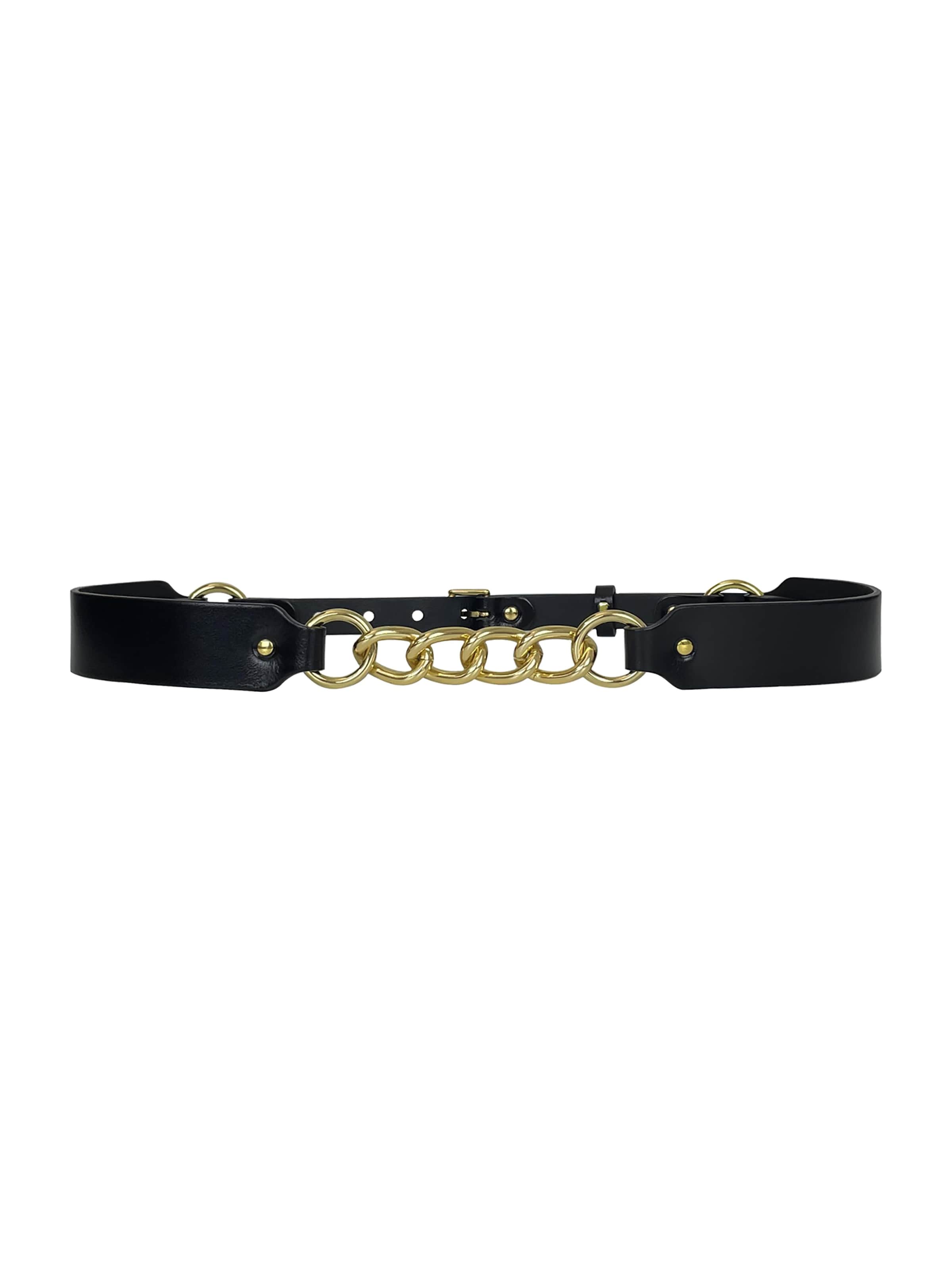 Haute Cuir Belt 'Chained' in Black: front