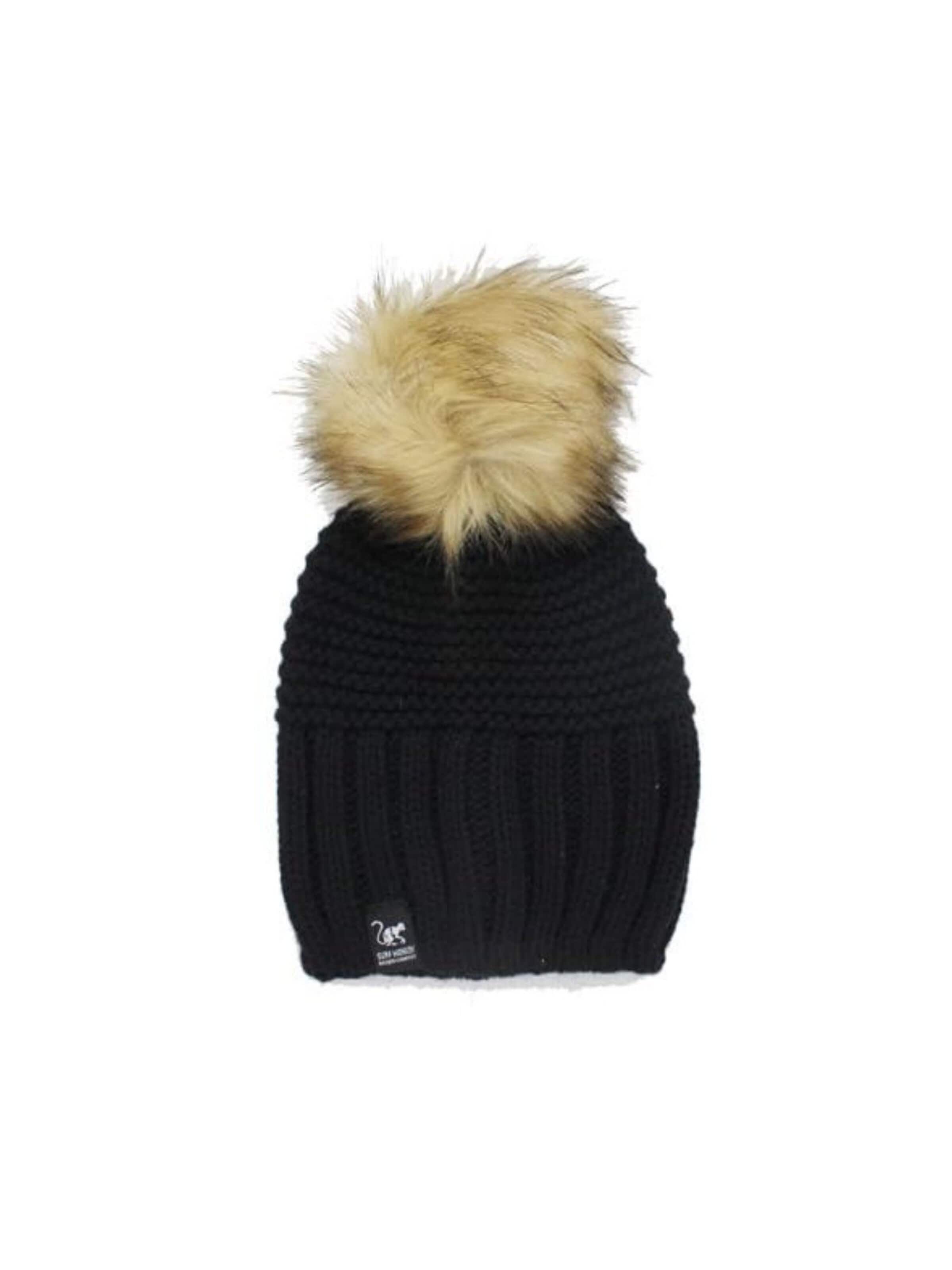 Surf Monkey Beanie in Black: front