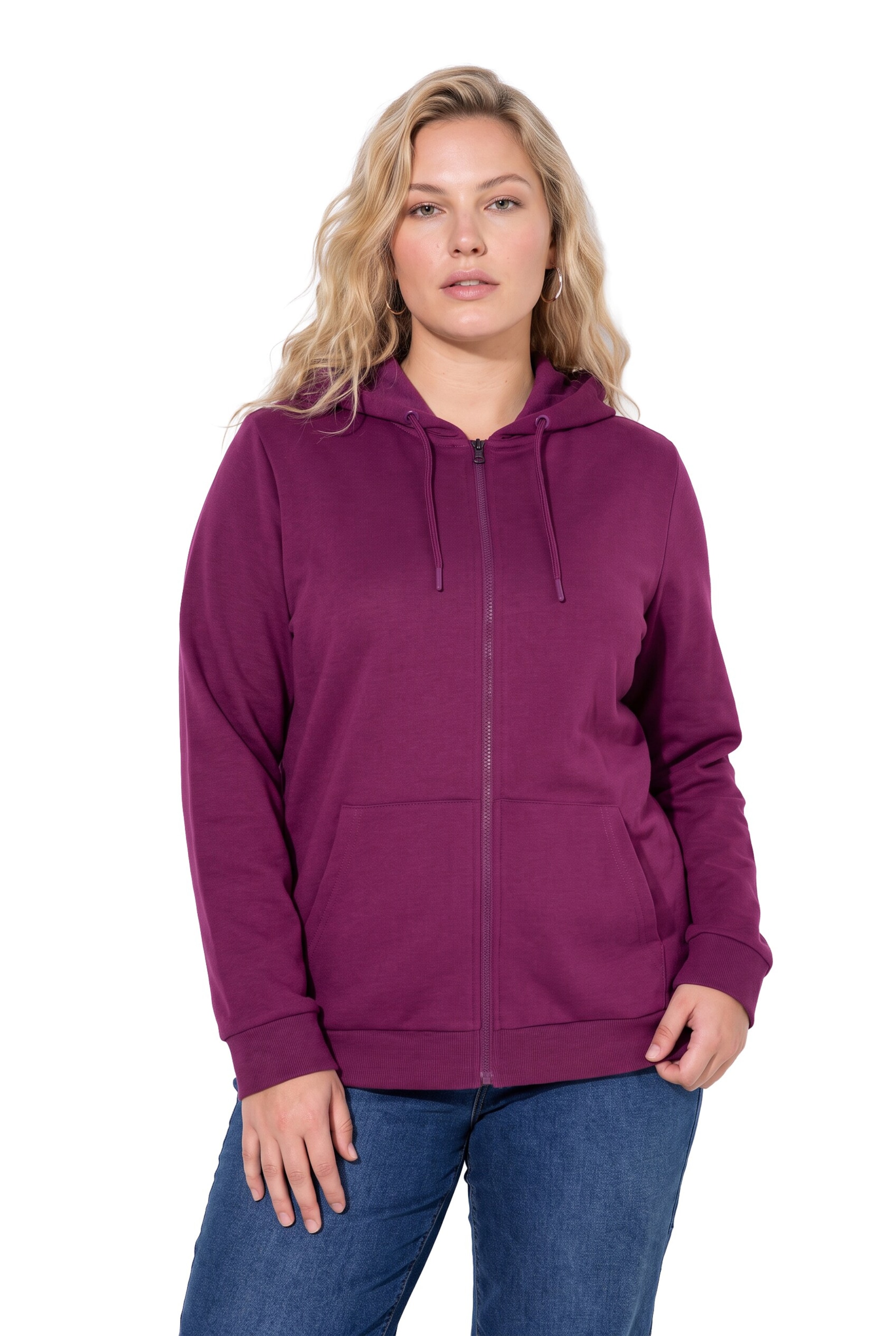 Ulla Popken Sweat jacket in Pink: front