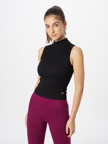 4F Sports Top in Black: front