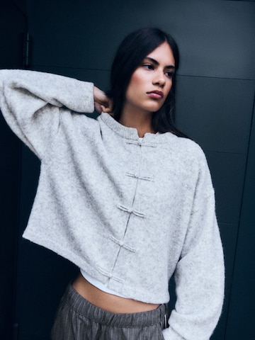 Bershka Knit cardigan in Grey