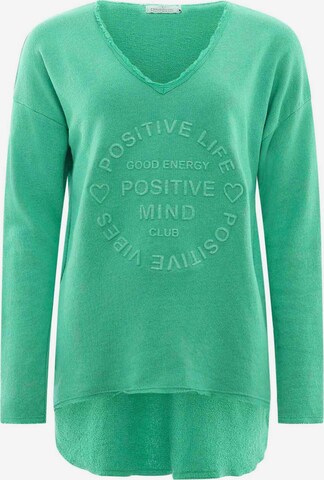 Zwillingsherz Pullover 'Positive Mind' in Grün: predná strana