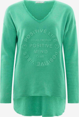 Zwillingsherz Sweater 'Positive Mind' in Green: front