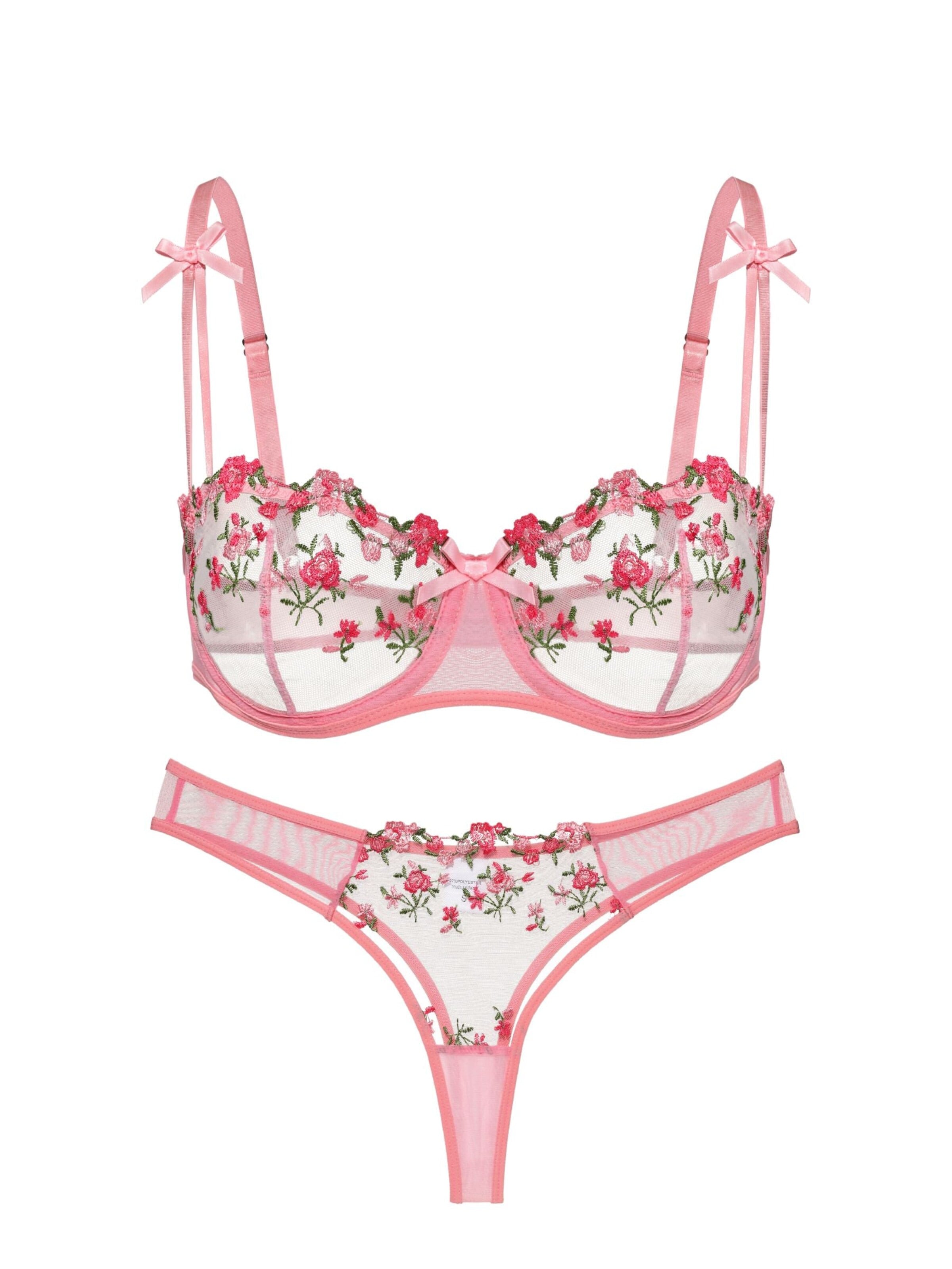 Carré Chic Balconette Underwear Sets in Pink: front