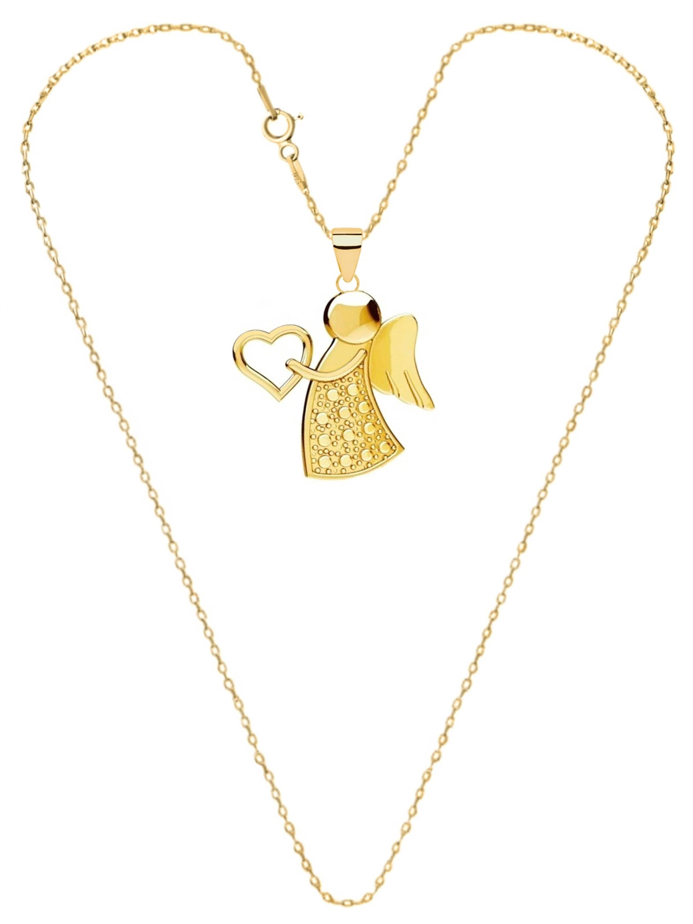 Goldene Hufeisen Kette 'Schutzengel'‌‌‌‌‌‌ in Gold: Vorderseite