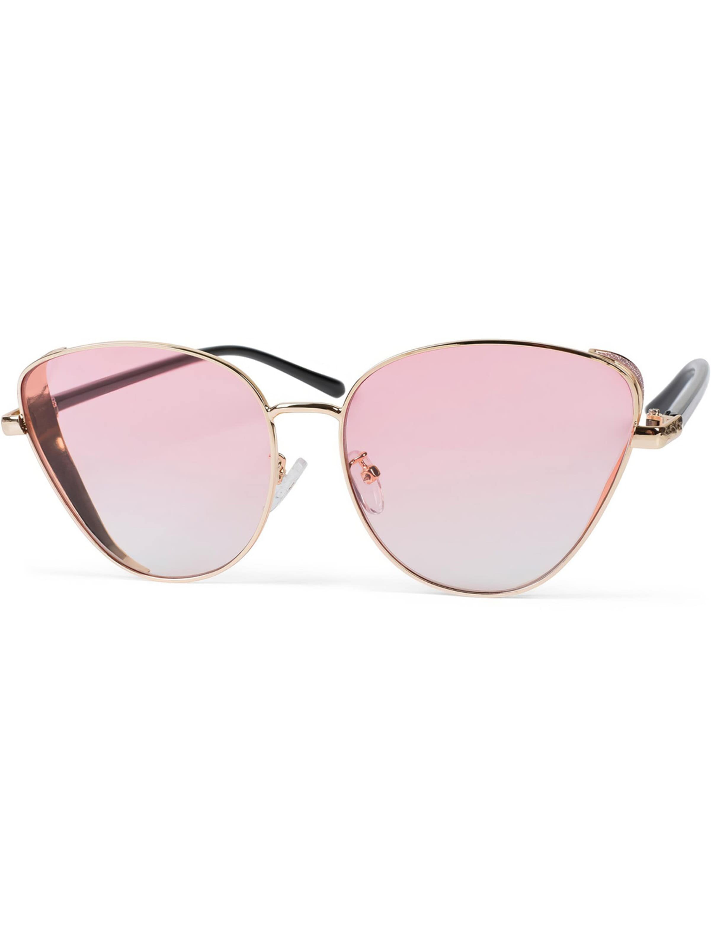 styleBREAKER Sunglasses 'Cateye Sonnenbrille mit Glitzer Side Shield' in Pink: front