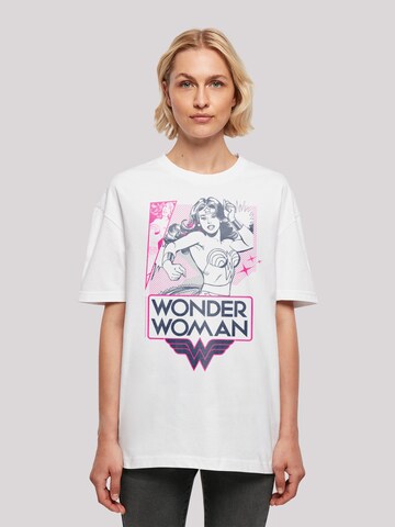 F4NT4STIC Oversized shirt 'DC Comics Wonder Woman Pink Action' in Wit: voorkant