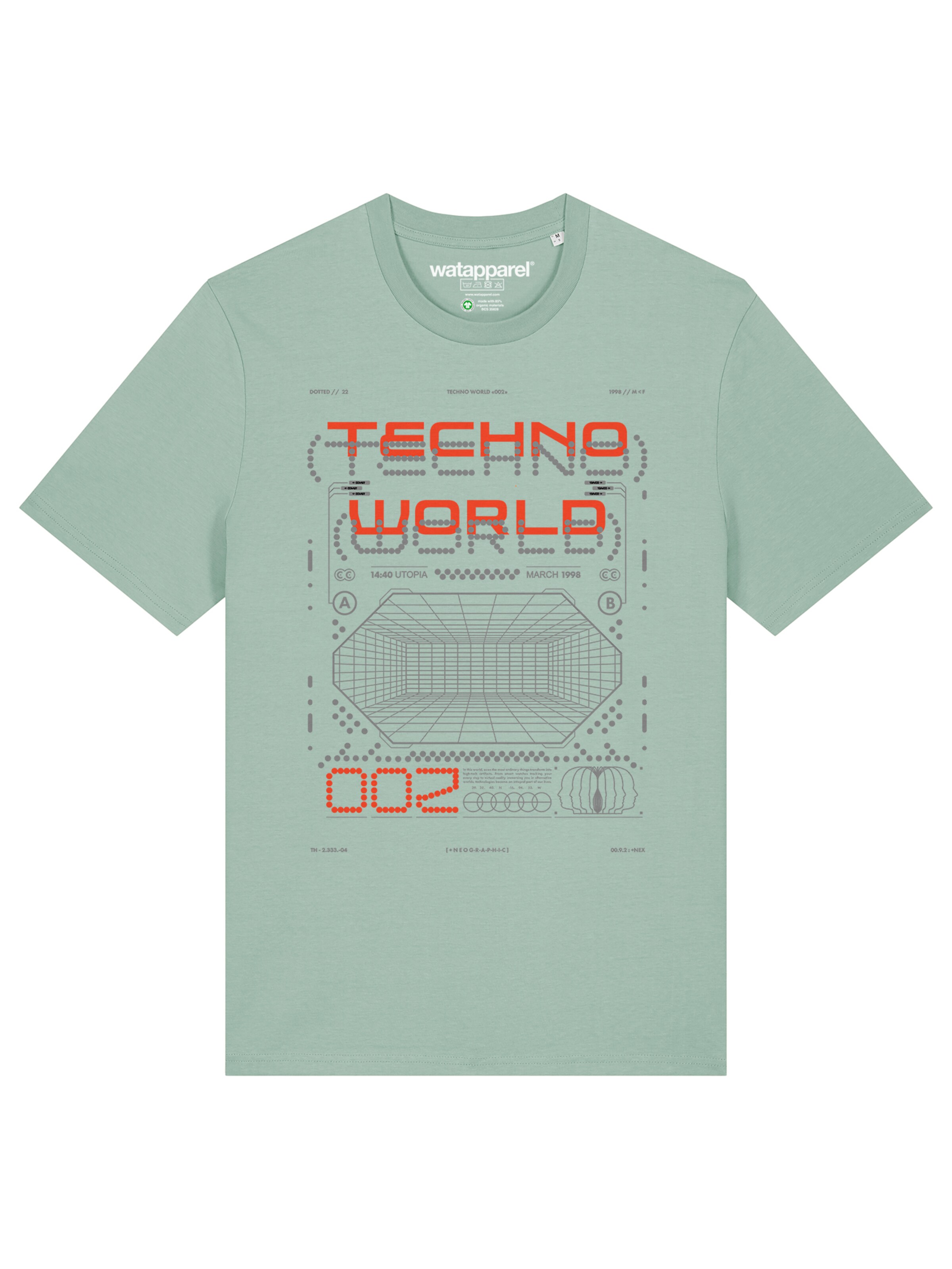 Watapparel Shirt 'Technoworld' in Groen: voorkant