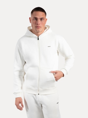 Veste de survêtement Smilodox en beige : devant