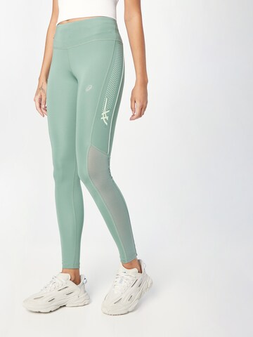 ASICS Skinny Sportovní kalhoty – zelená: přední strana