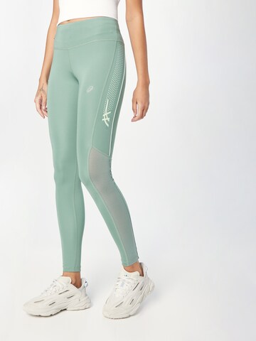 Skinny Pantaloni sportivi di ASICS in verde: frontale