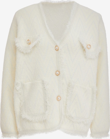 NALLY Knit Cardigan in White: front