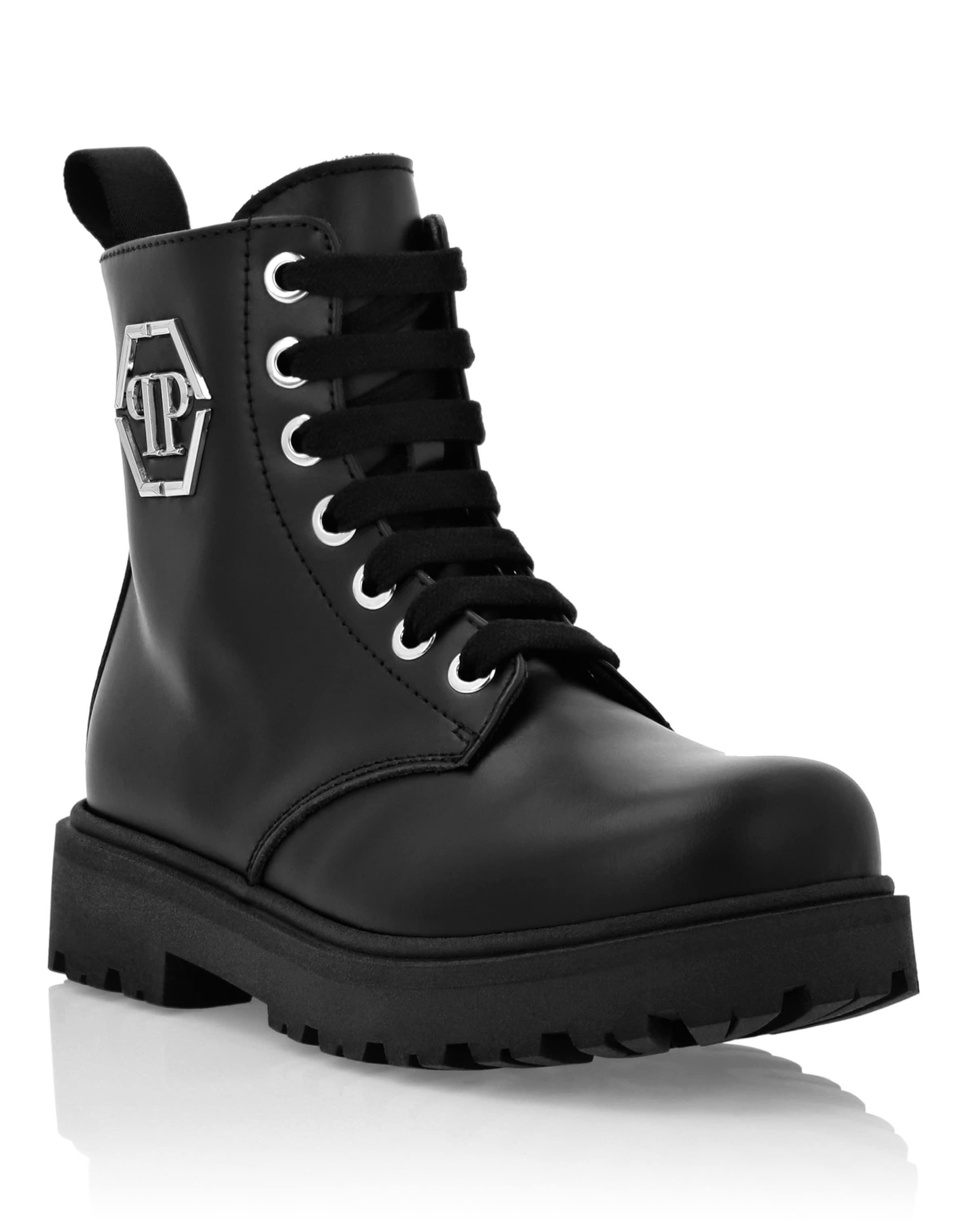 Philipp Plein - Bota 'Hexagon' em preto: frente