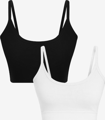 Albero Natur BH 'Bio-Baumwoll-Bustier - 2er Pack' in Schwarz: Vorderseite