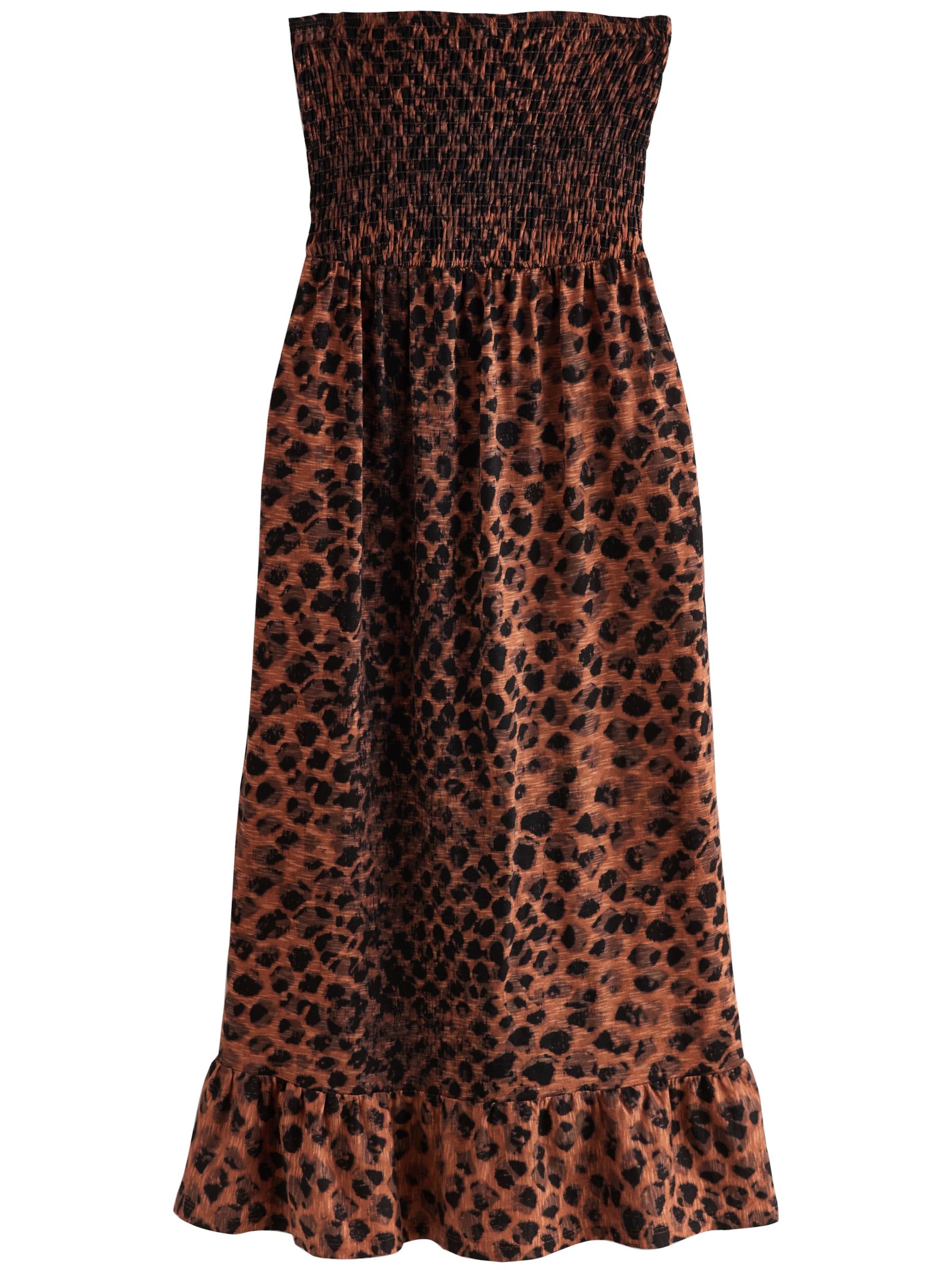 Next Лятна рокля в кафяво: отпред