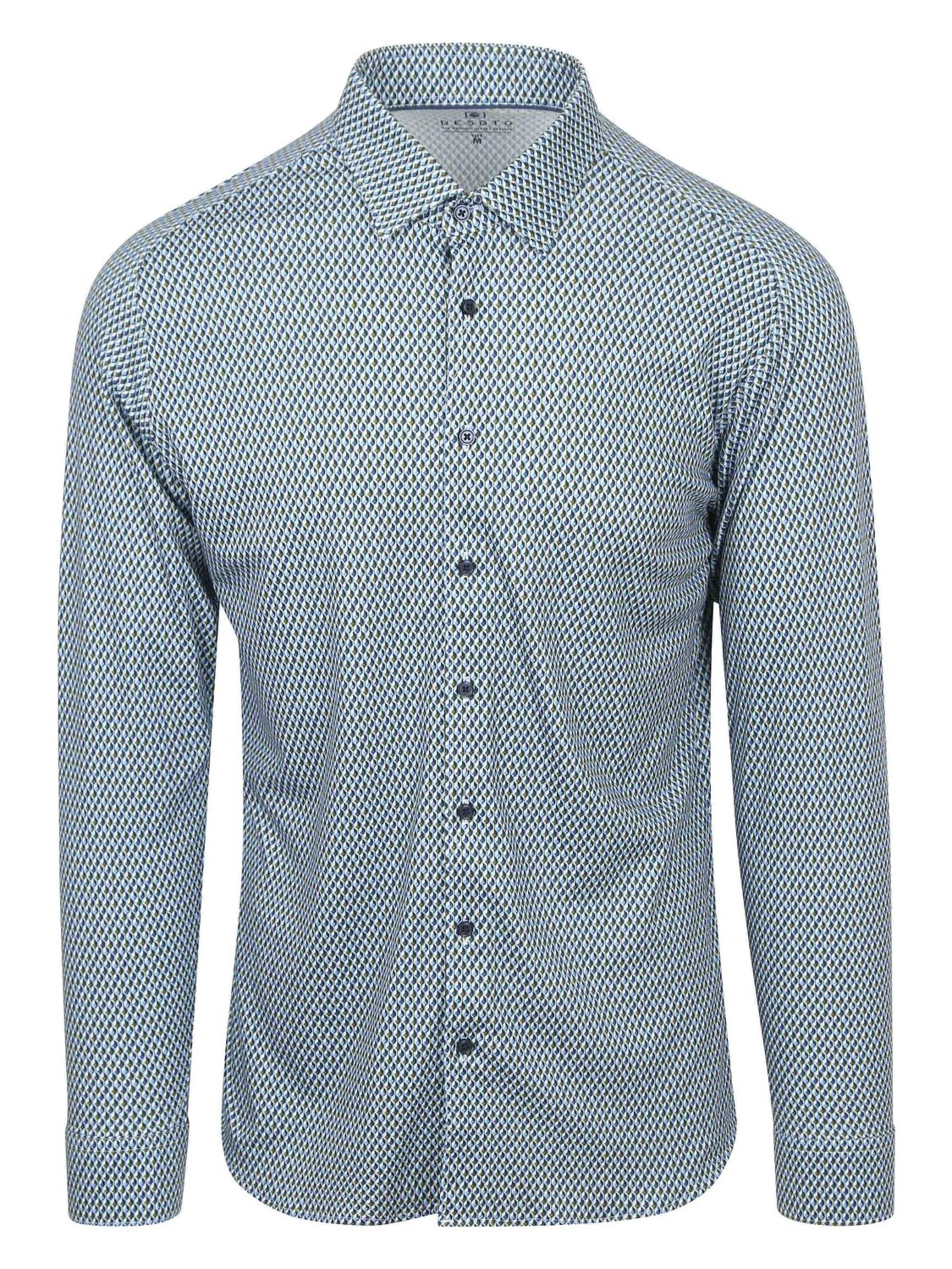 DESOTO Slim fit Button Up Shirt in Blue: front