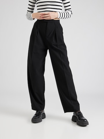 MADS NORGAARD COPENHAGEN Loose fit Trousers with creases 'Sportina Paria' in Black: front