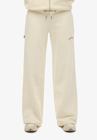 Wide Leg Pantalon 'Essential' Superdry en blanc : devant