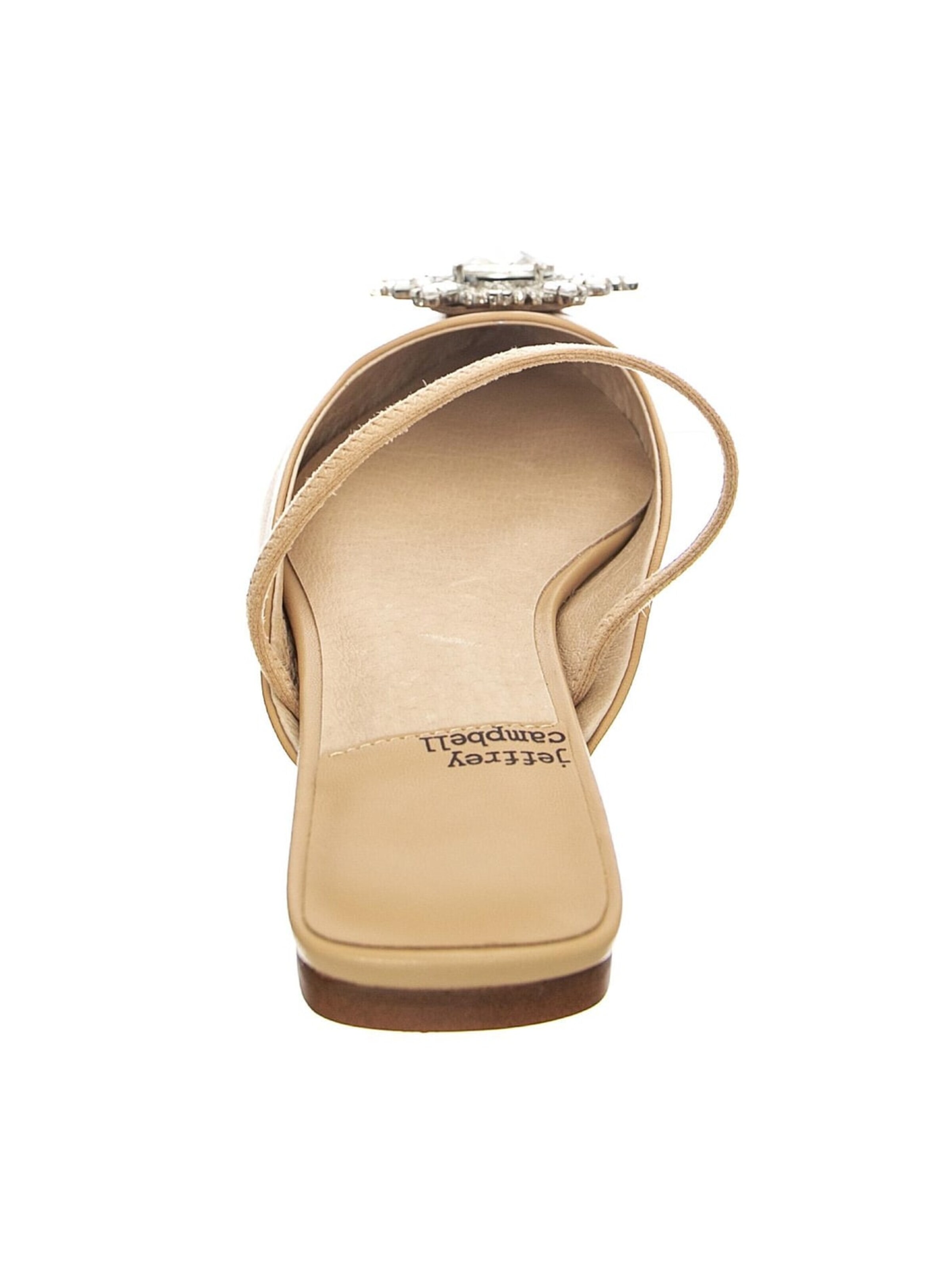 Jeffrey Campbell Sandały 'W' Latira Beige Silver Kid Leather + Fabric Sandals' w kolorze beżowy
