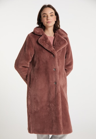 MYMO Between-Seasons Coat in Brown: front