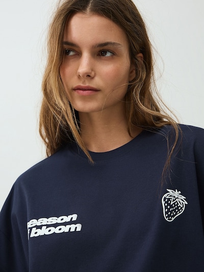 Bershka Tričko, veľkosť XS - námornícka modrá / biela, Produkt