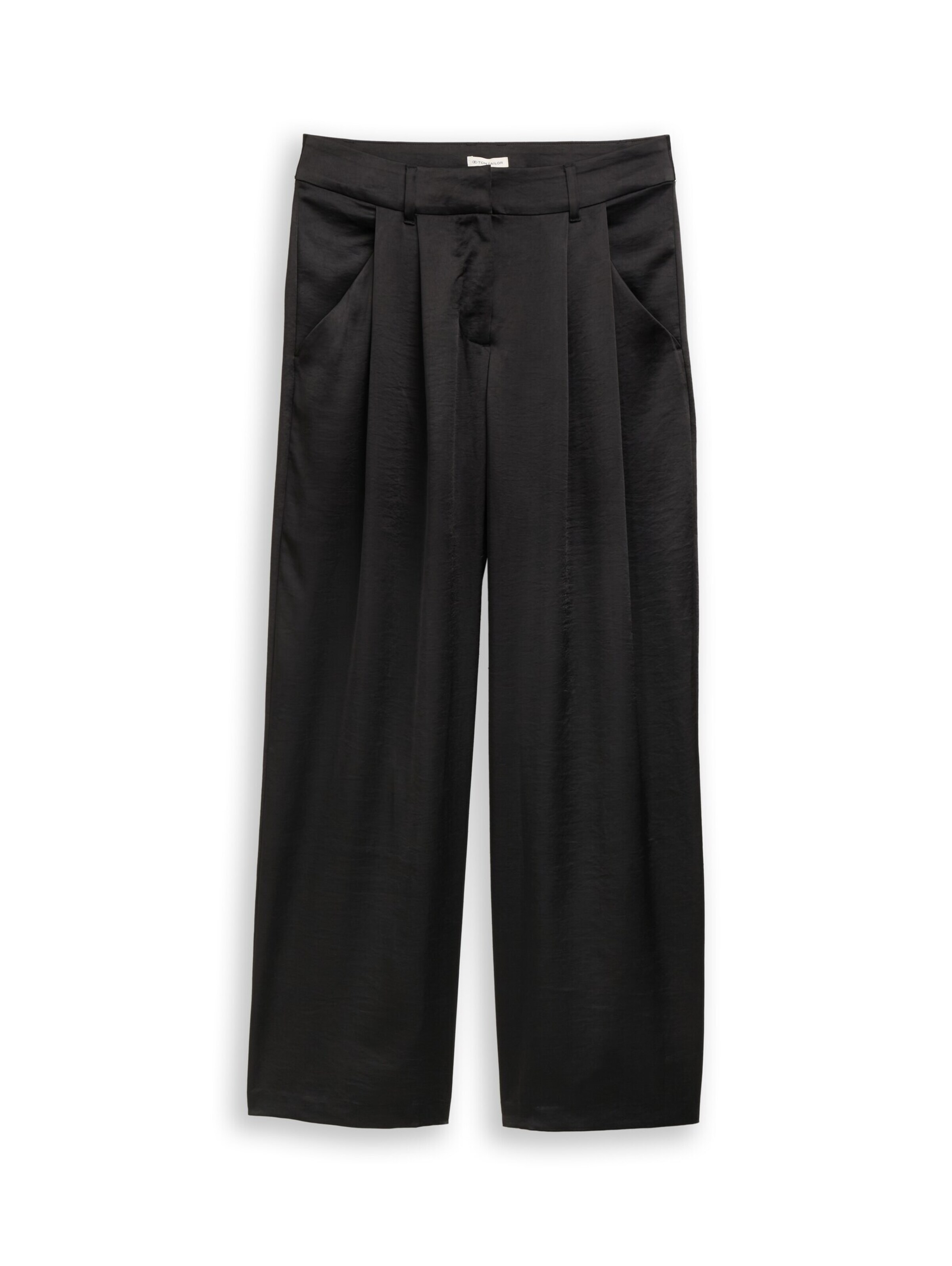 TOM TAILOR Wide leg Pleat-front trousers 'Lea' in Black: front