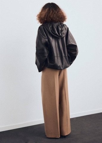 MANGO Wide leg Pleat-Front Pants in Brown