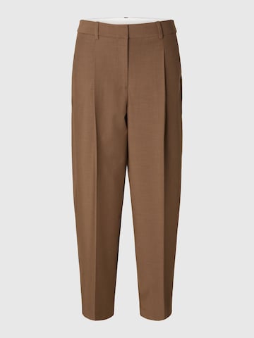 SELECTED - Barrel Pantalón plisado en marrón: frente