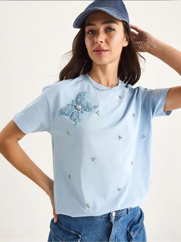 T-shirt Bianco Lucci en bleu