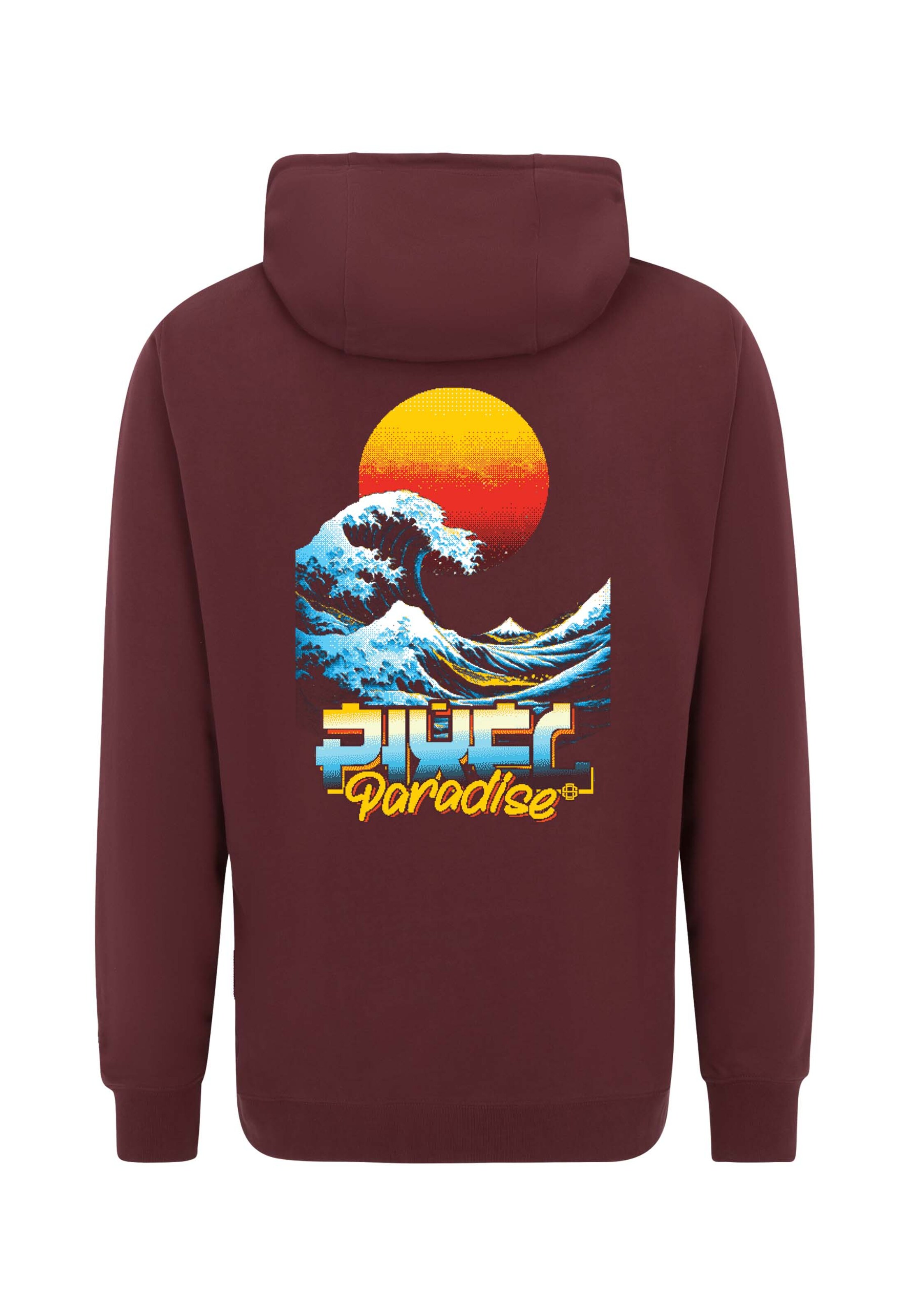 Oldskull Hoodie 'Retro Pixel Wave Logo Graphic' in Rot: Vorderseite