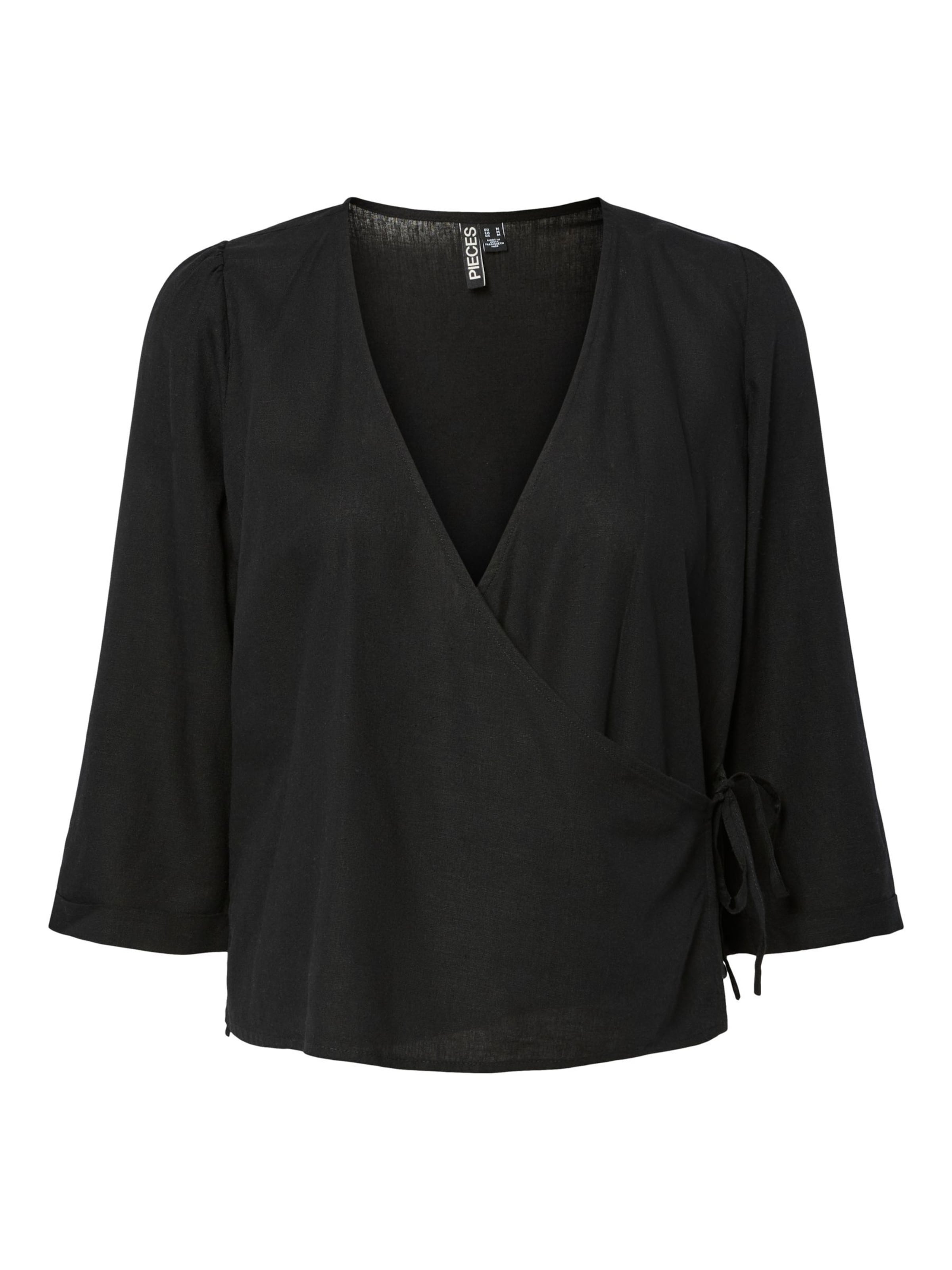 PIECES Blouse 'PCPia' in Zwart: voorkant