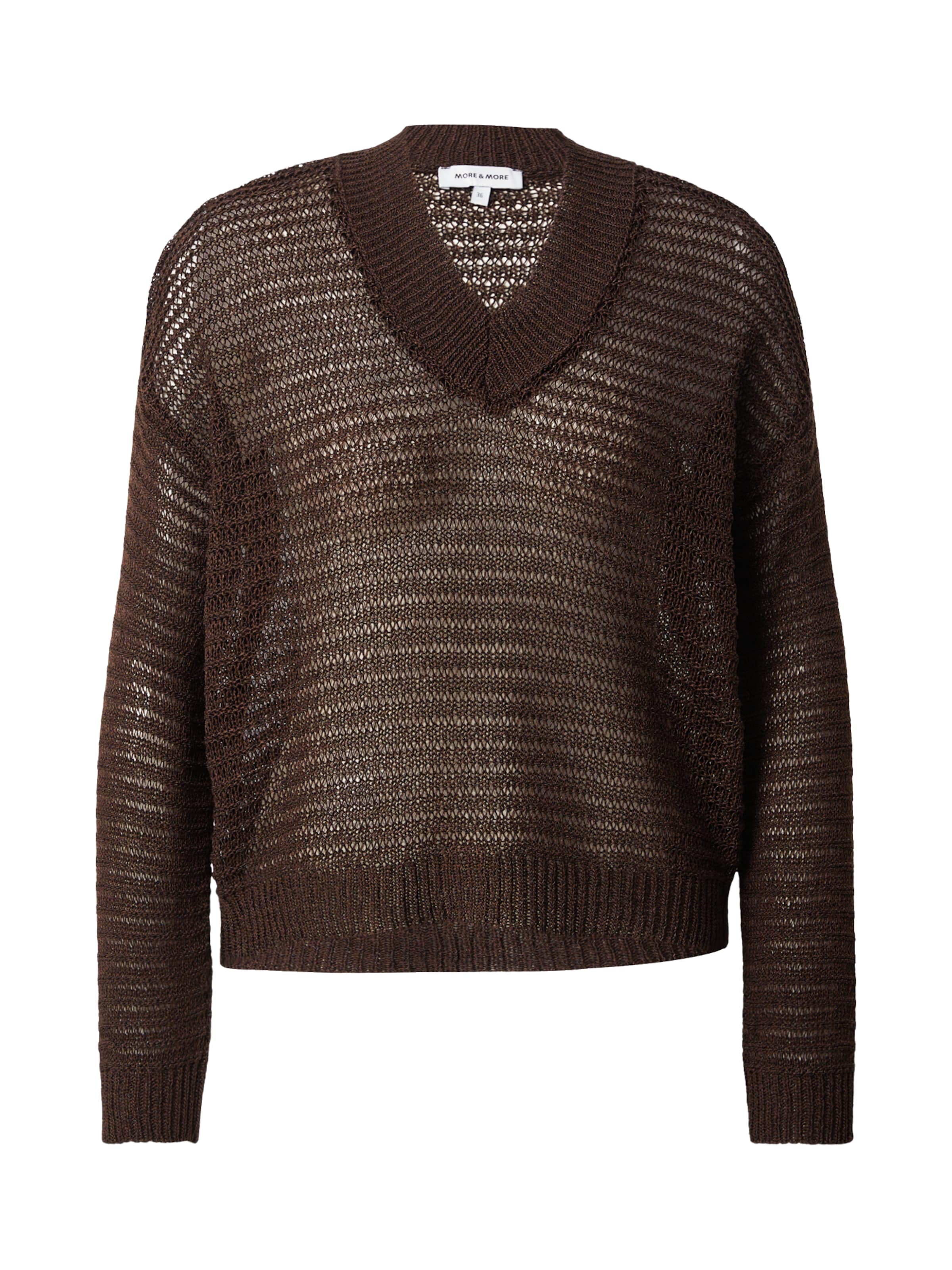 MORE & MORE Sweater 'Ajour' in Brown: front