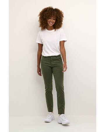 Kaffe Slimfit Lærredsbukser 'Lea' i grøn