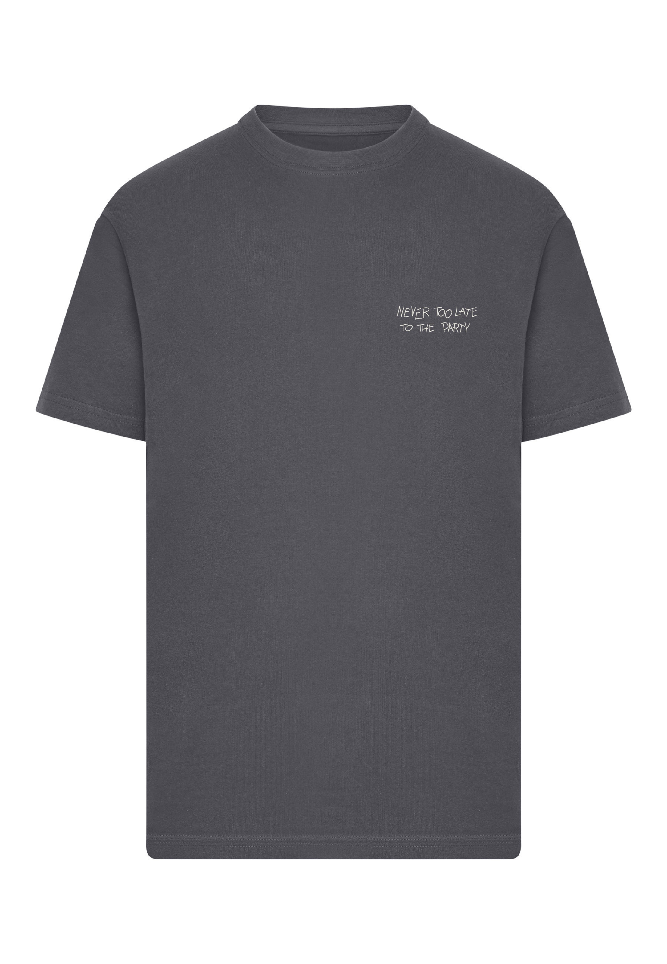 Mister Tee Shirt 'Never Too Late To The Party' in Grey: front