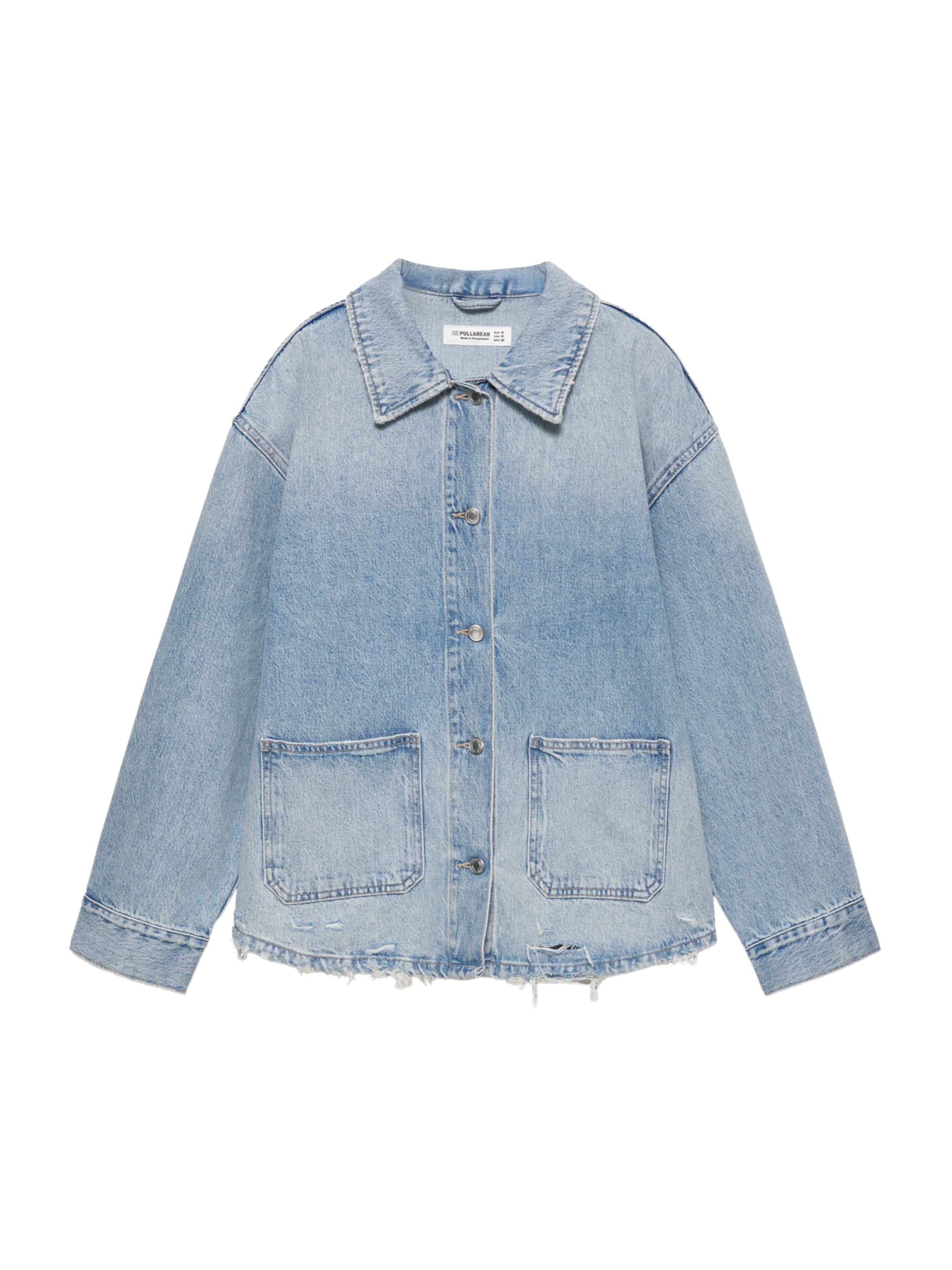Pull&Bear Veste mi-saison en bleu denim, Vue avec produit