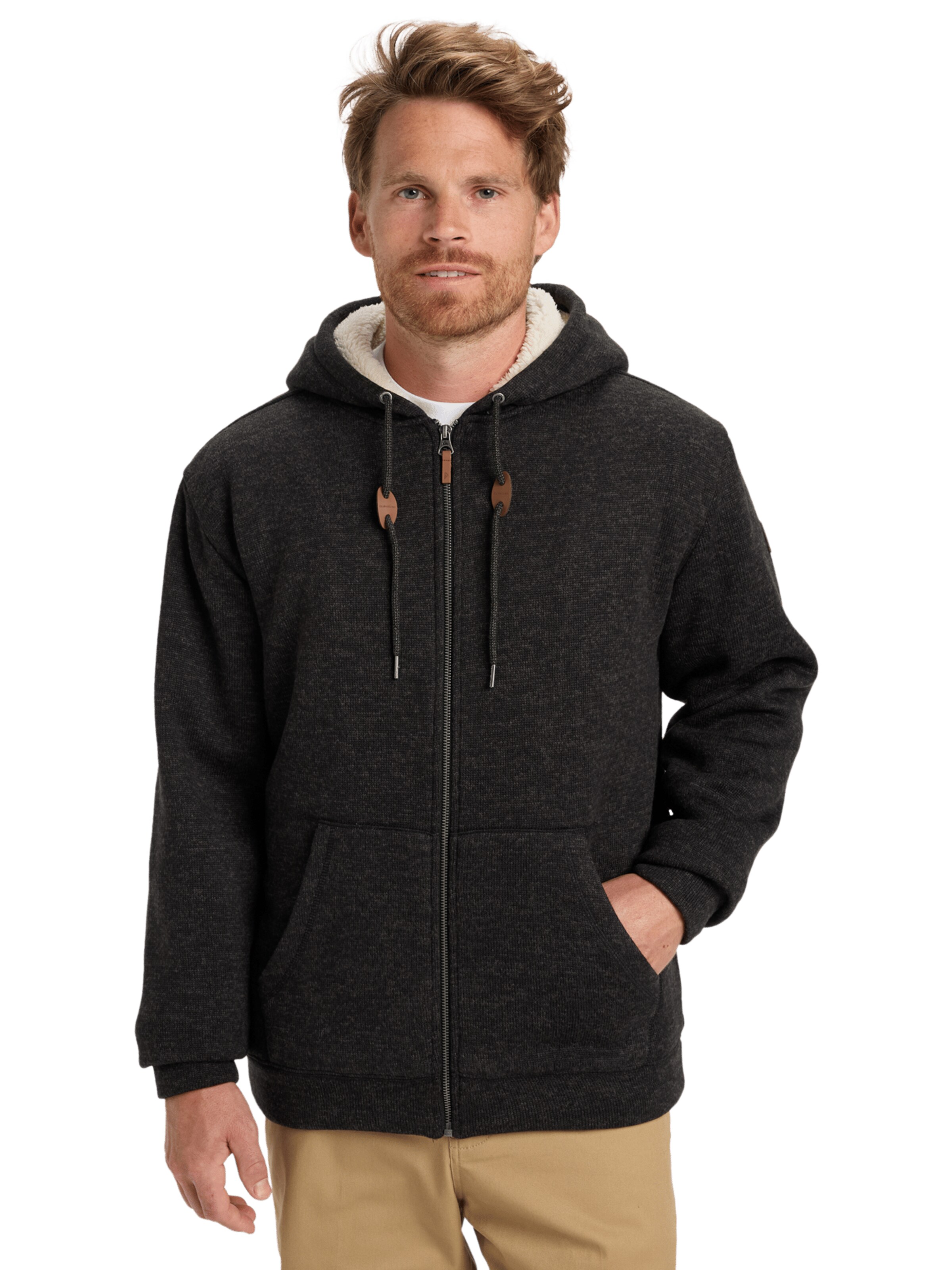 QUIKSILVER Zip-Up Hoodie in Black: front