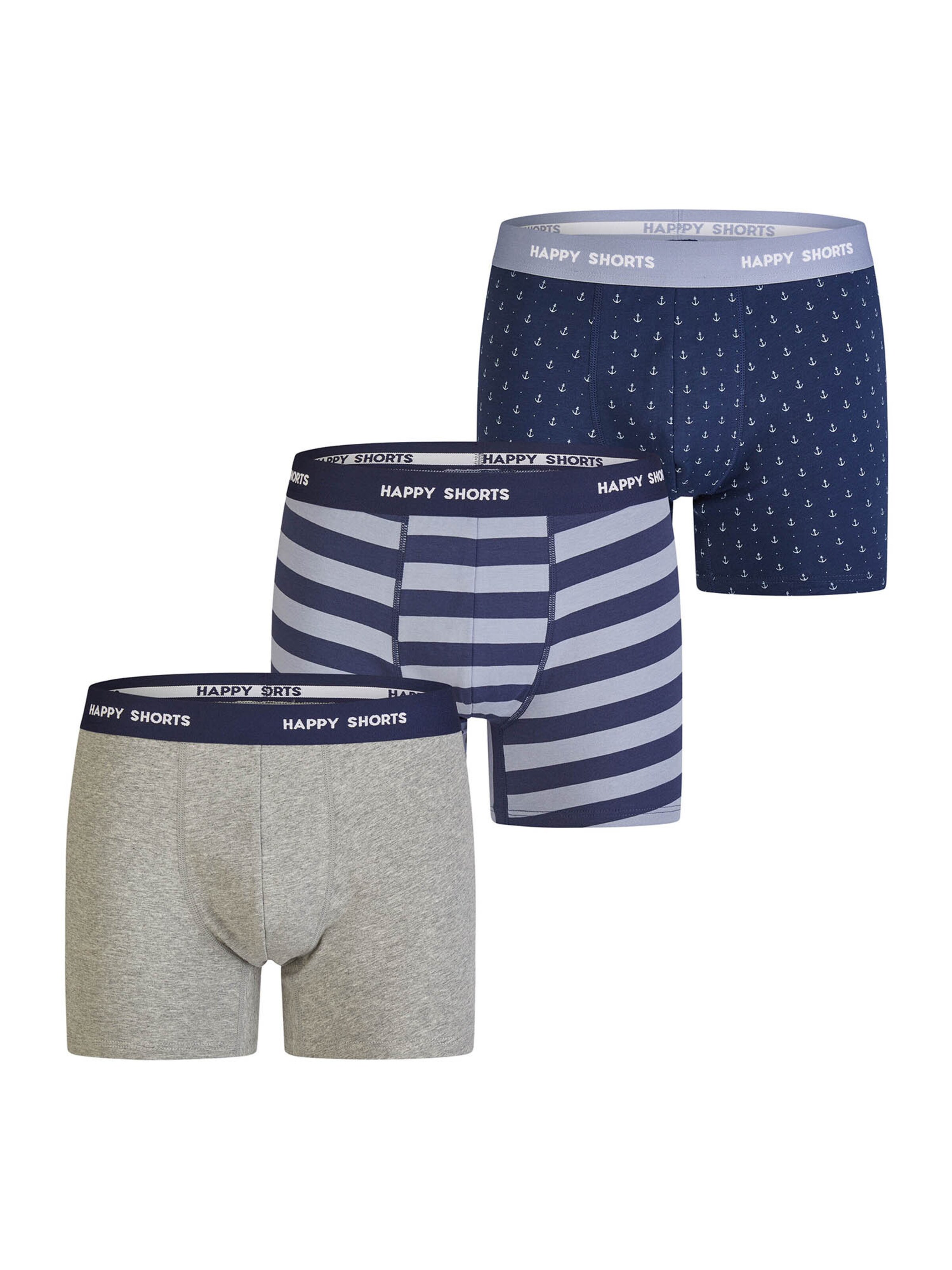 Happy Shorts Retro Boxer ' Jersey ' in Grau: Vorderseite